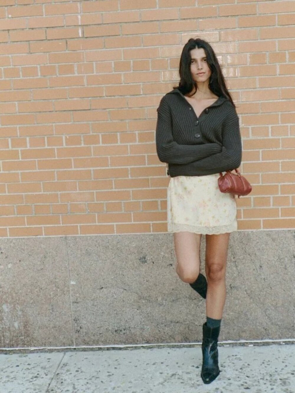 Rib Knit Cardigan With Button
